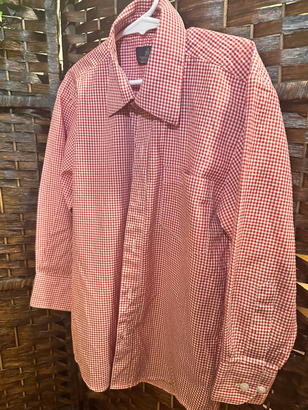 Vittorino Boys Red White Gingham Button Down Shirt Size Small